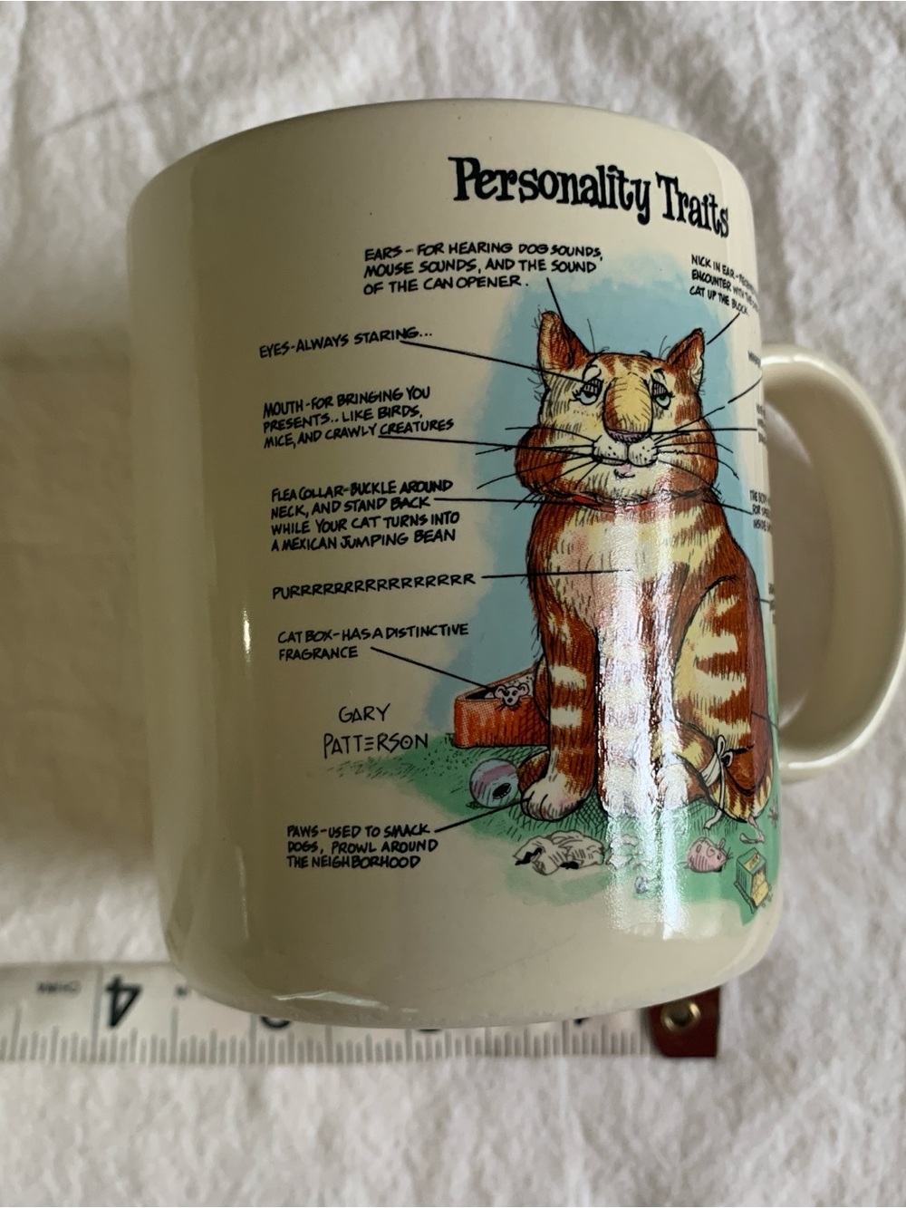 Vintage  Papel Tabby Cat Personality Traits Ceramic Mug.